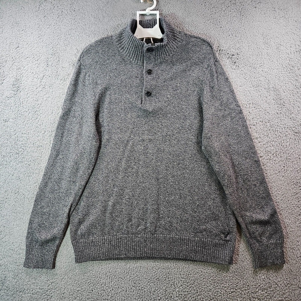 American Eagle Outfitters Sweater Men XXL Athletic Fit 1/4 Zip Long Sleeve Gray